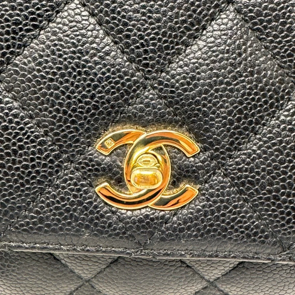 💎💯Authentic CHANEL Black Caviar Quilted Top Handle Kelly💎